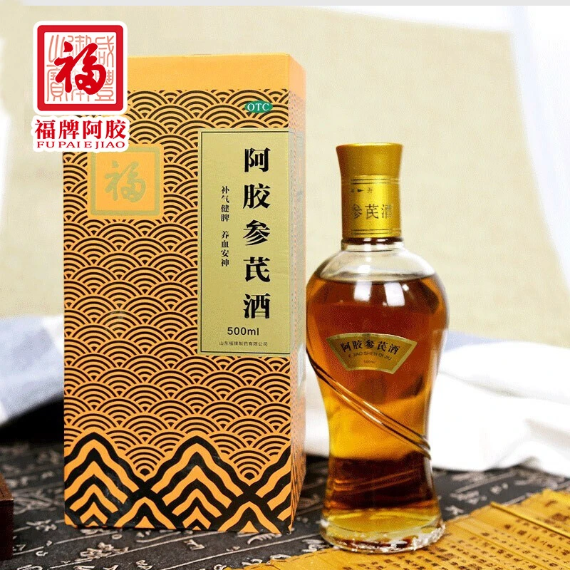 福胶福牌阿胶参芪酒500ml药酒人参黄芪补气解乏助眠失眠头晕气血