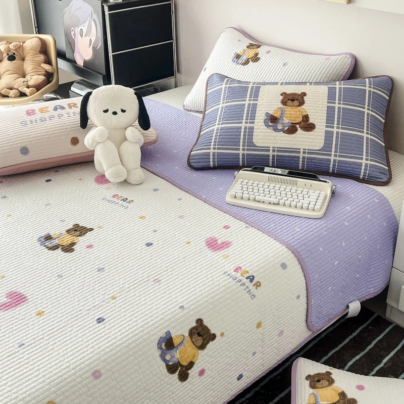 双面100%全棉床盖四季通用榻榻米床单宿舍单人加厚床盖单床盖定制