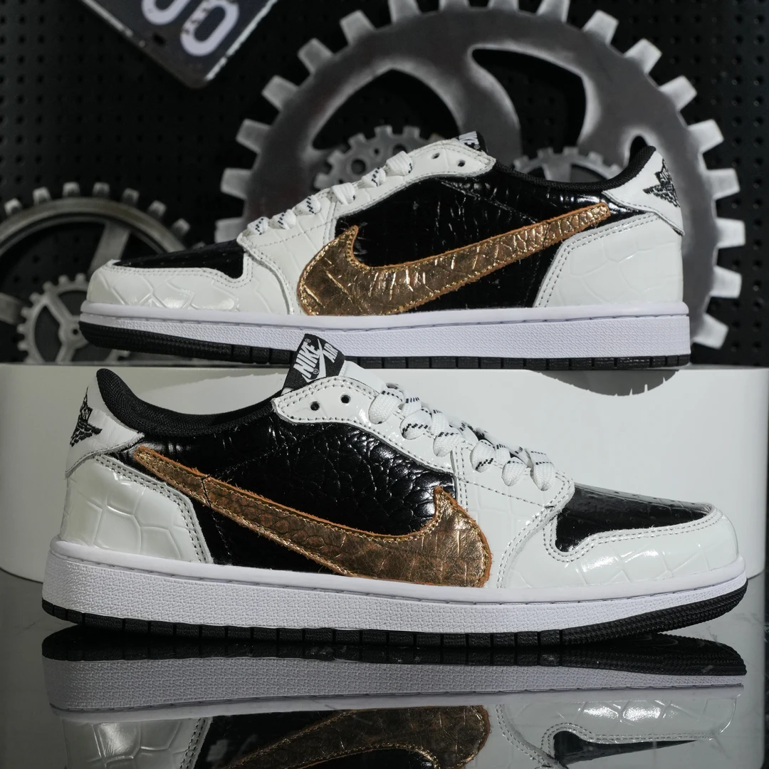 Nike/耐克air jordan1鳄鱼皮纹低帮潮鞋百搭男女休闲【球鞋定制】
