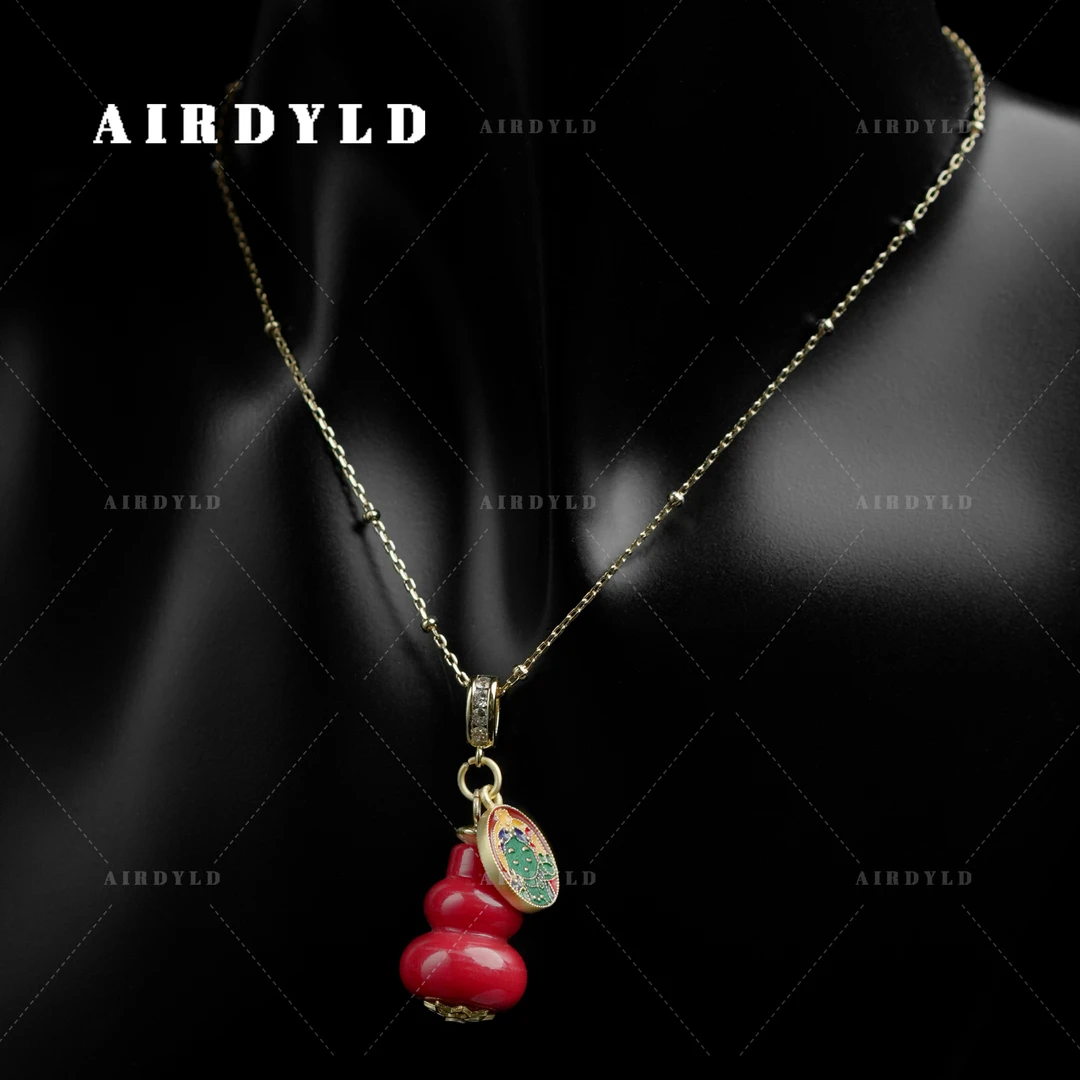 黄铜项链 【福诺】红色葫芦时尚百搭小众精致彩色项链吊坠