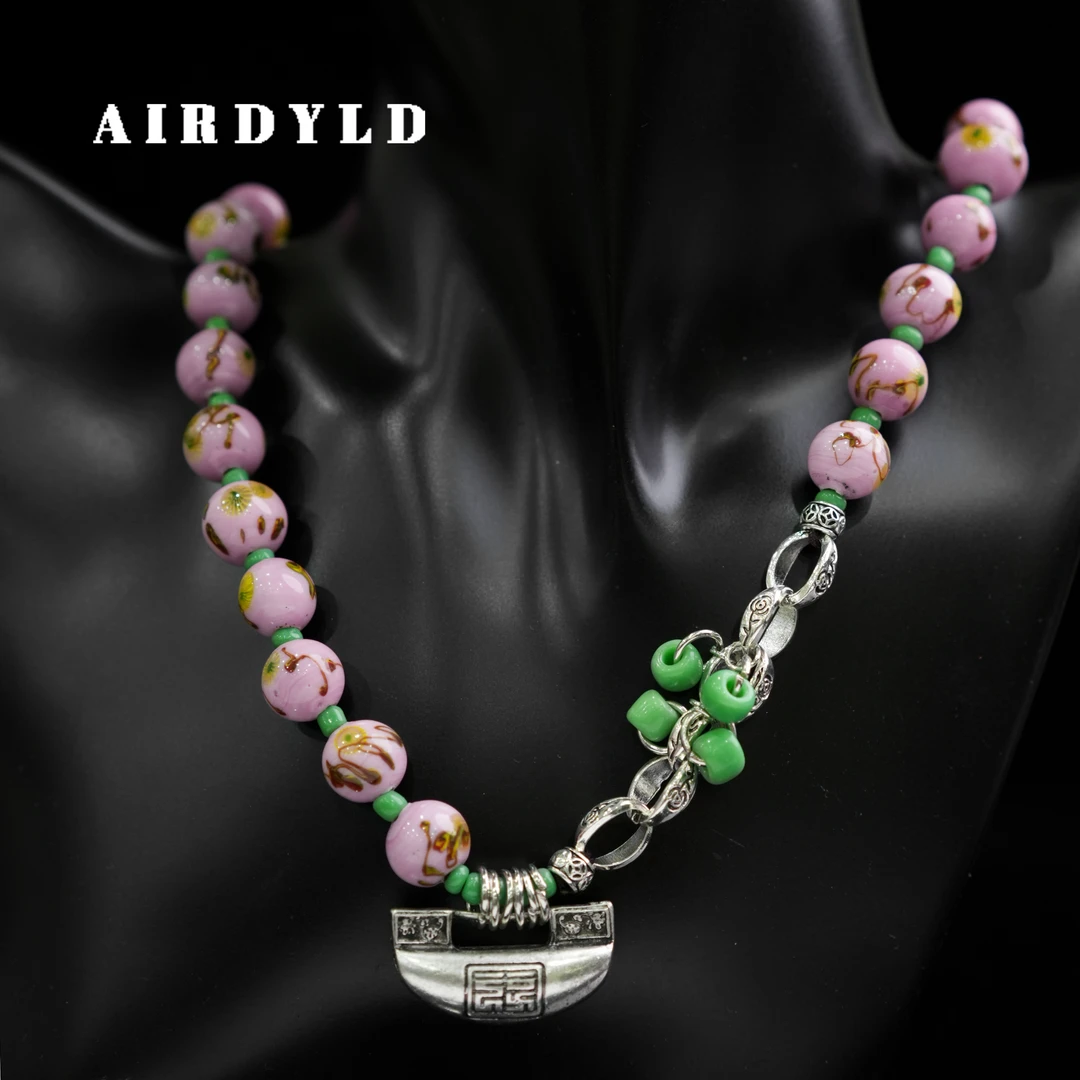 黄铜琉璃项链 【粉黛】淄博非遗凤眼老琉璃粉色古风民族风中式项链