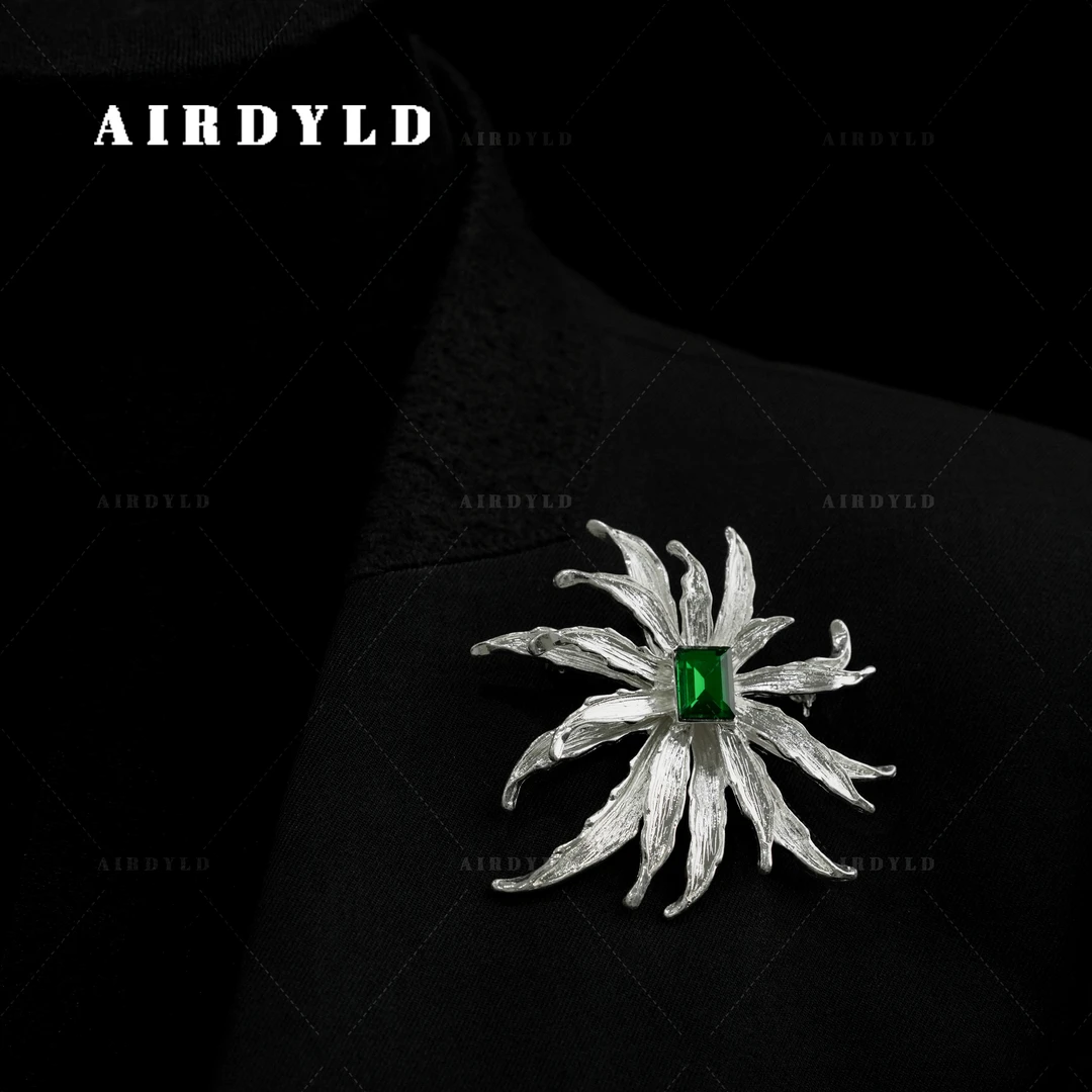 黄铜胸针 【花有约银色胸针】中古欧美复古轻奢花朵胸针