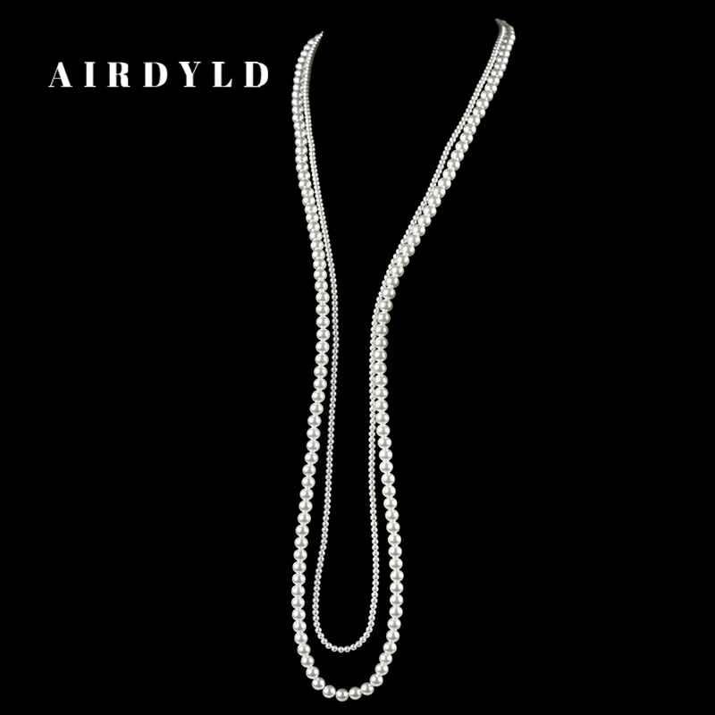 铜合金仿珍珠项链 【暮光】法式复古长款叠戴手工项链毛衣链XL104