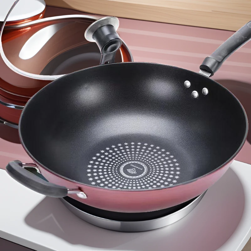炒锅不粘锅多功能家用炒菜锅电磁炉专用铁锅燃气灶适用不沾平底锅