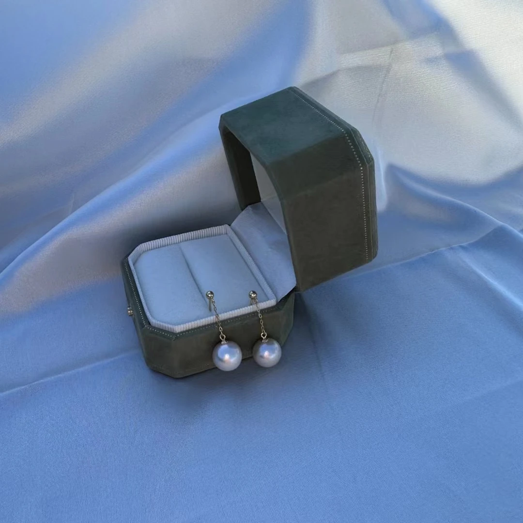 天然淡水珍珠大风吹耳钉 珍珠 耳线9-10mm S925银时尚气质百搭