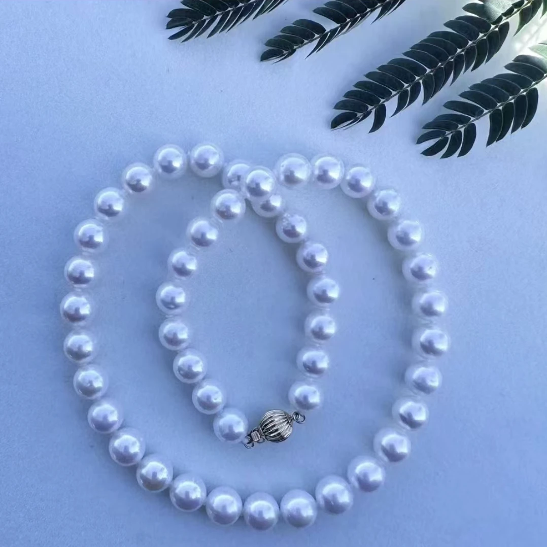 【二弟精选】10-11mm天然淡水珍珠澳白蓝雪光 18k金扣头