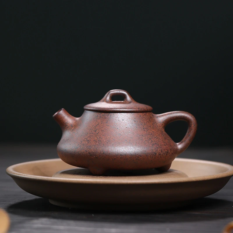 大吉羊柴烧 宜兴紫砂壶茶壶 原矿铁砂泥曲瓢130ml庄泽明