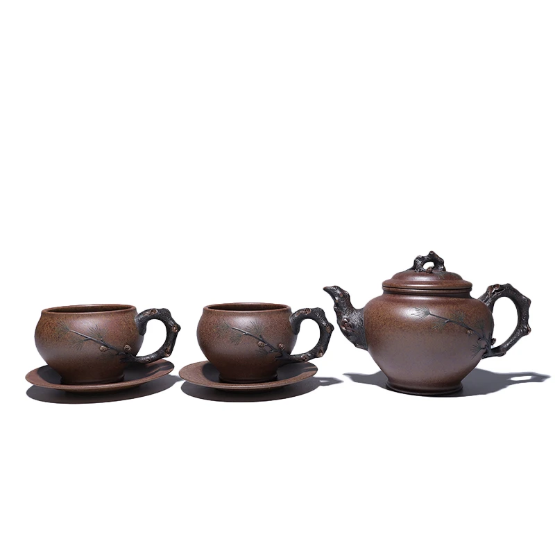 大吉羊柴烧 紫砂壶茶壶 本山绿泥松针报春套组400ml李孟华