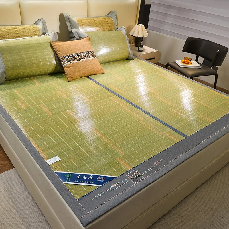 生态精丝镜面天然头层竹青竹席夏季家用可折叠母婴可用双面竹席