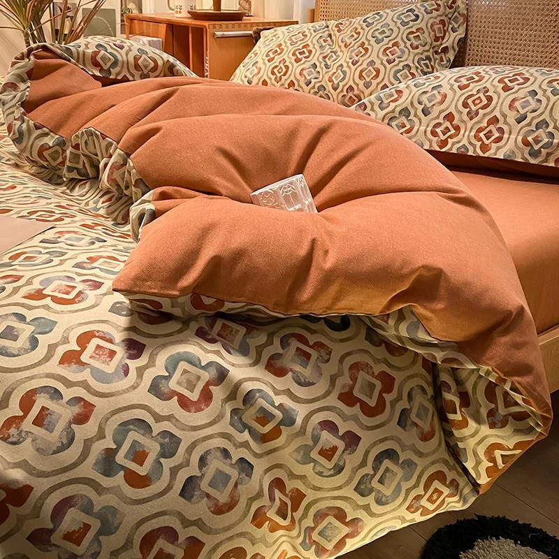 纯棉加厚磨毛床上四件套全棉2024新款床品北欧被套床单床笠款冬季
