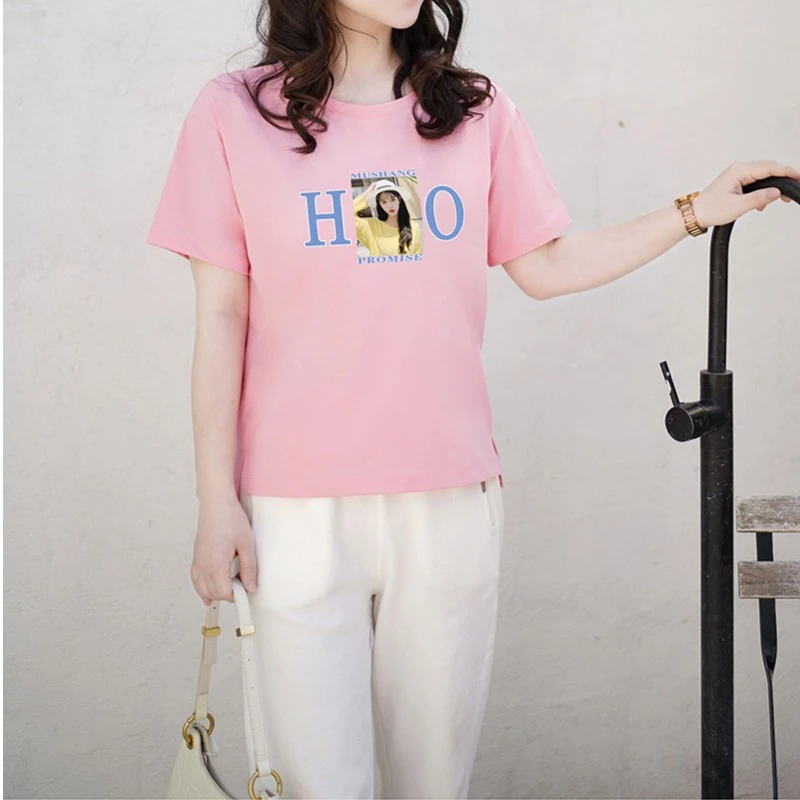 2025冰爽透气冰瓷棉韩版显瘦圆领T恤