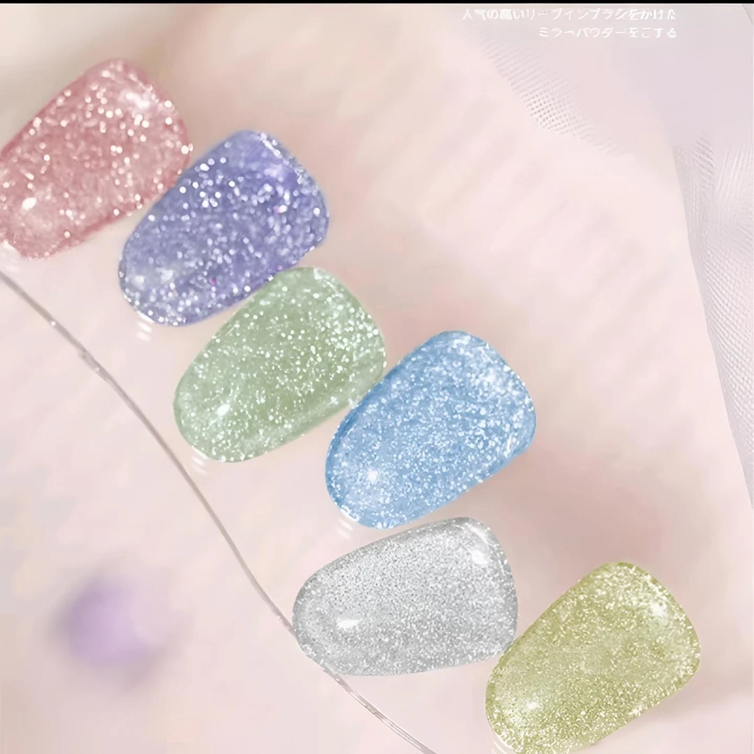 七彩水光碎钻胶甲油胶2024年新款夏季流行色璀璨冰透美甲店专用胶