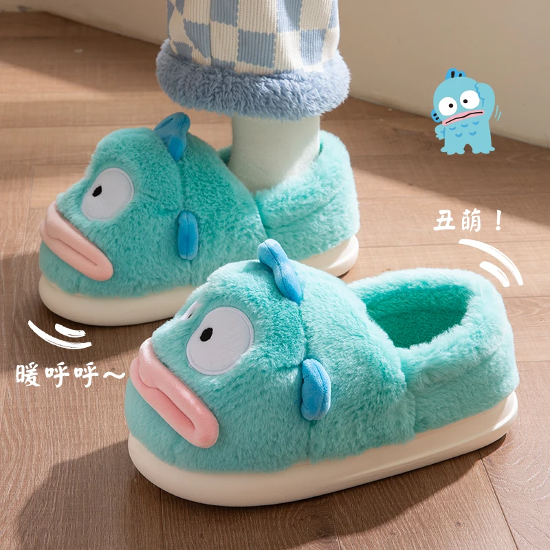 丑鱼棉拖鞋女冬季2025新款室内家居家亲子儿童加绒保暖棉鞋包后跟