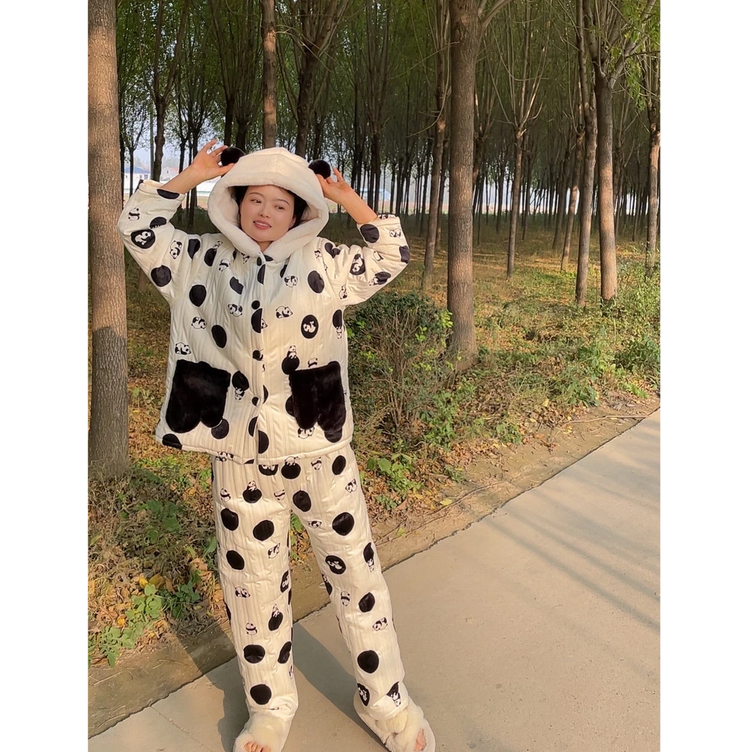 【韩梅内衣家】2024新款三层夹棉加厚女睡衣套装加绒甜美2288868
