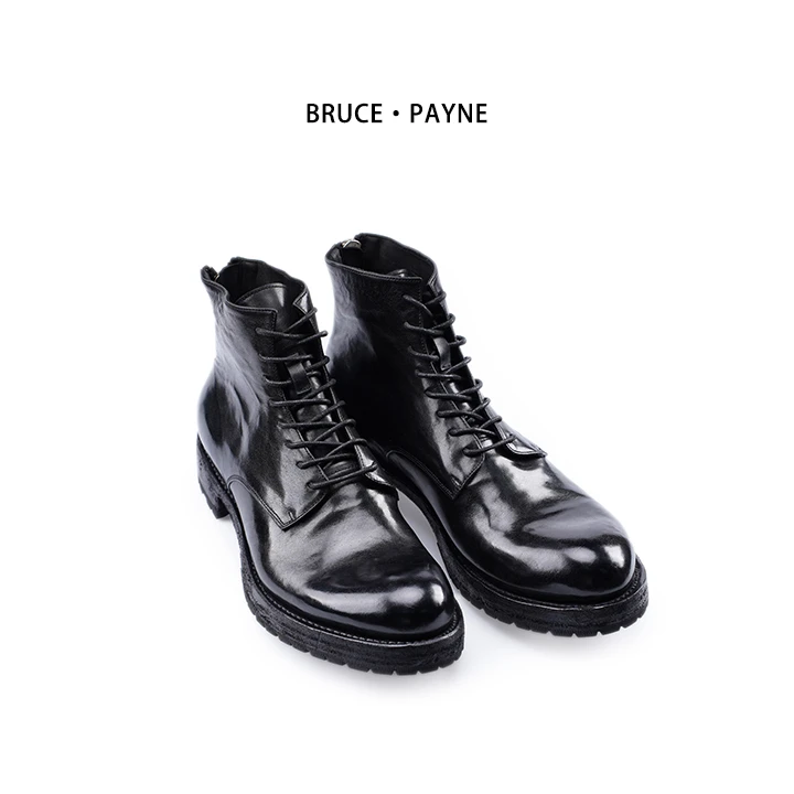Bruce payne水洗袋鼠皮固特异vibram防滑耐磨比桑德皮底马丁靴