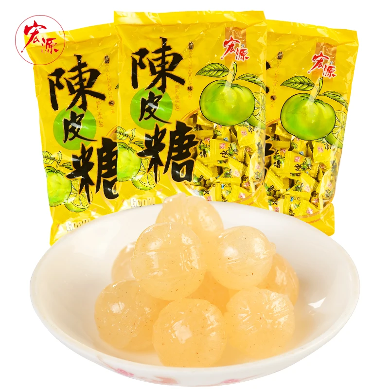 宏源陈皮糖355g结婚喜糖硬糖零食批发糖果散装酸糖90后怀旧零食
