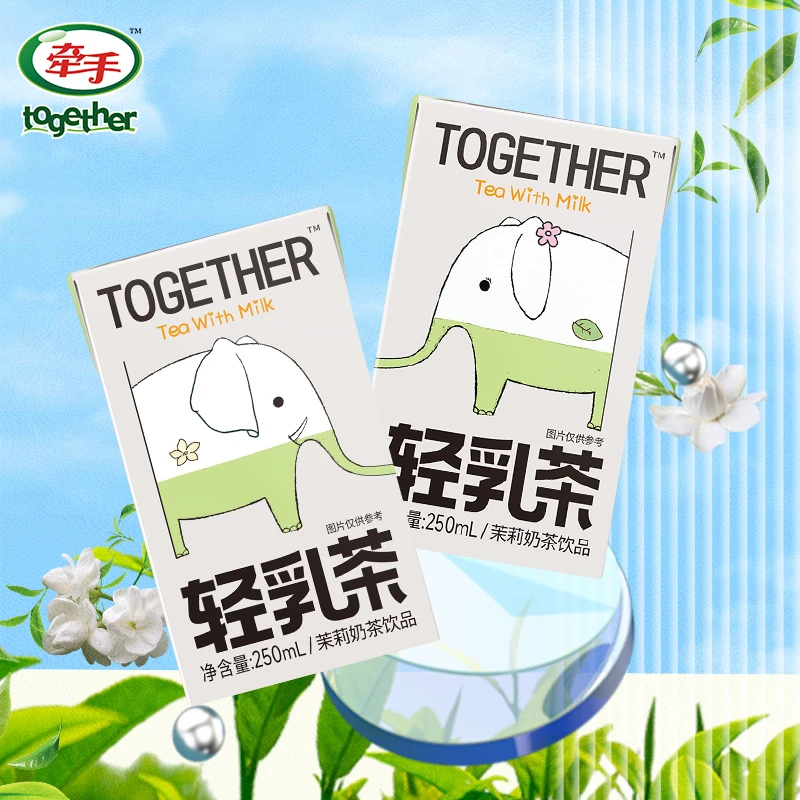 together·牵手轻乳茶茉莉奶茶饮品250ml*6盒0蔗糖奶茶饮料饮品