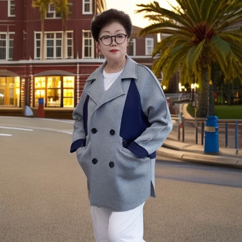 【贵丽坊】金影奇设计感中长款风衣西服领拼色高级感轻奢外套61701