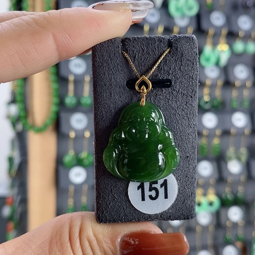 和田玉吊坠(赠链)18K金镶嵌