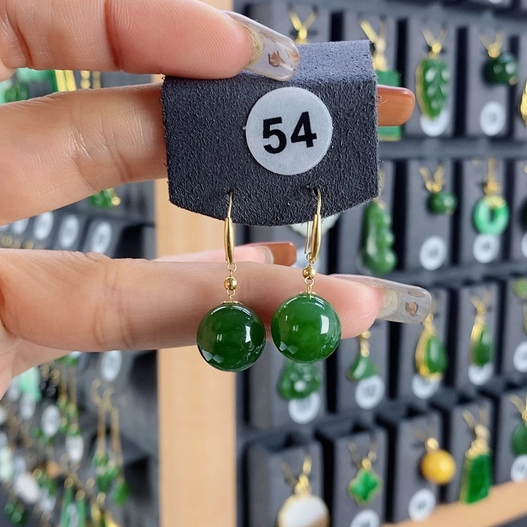 和田玉耳饰18K金镶嵌