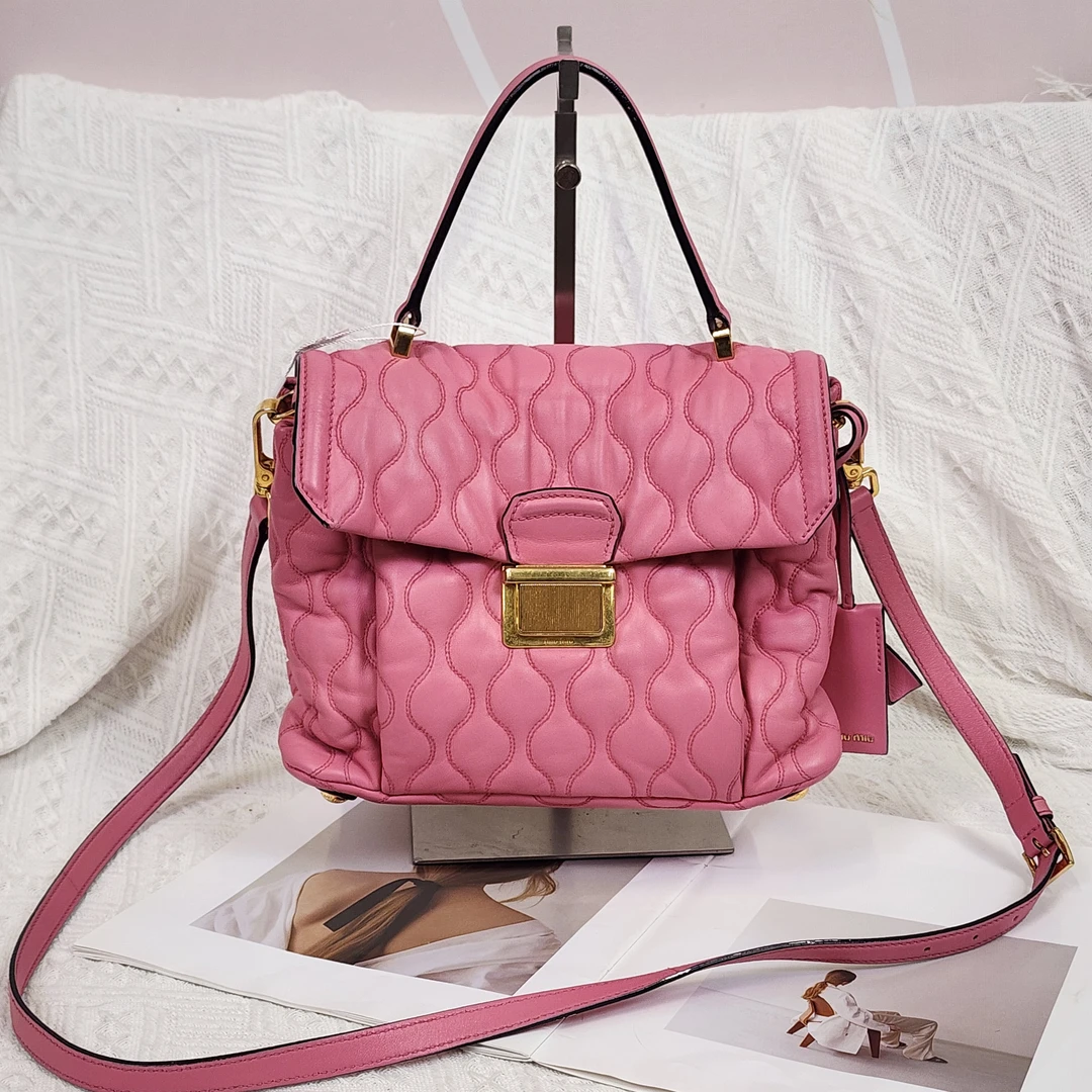 95新 MIU MIU/缪缪 褶皱双子星单肩斜挎包