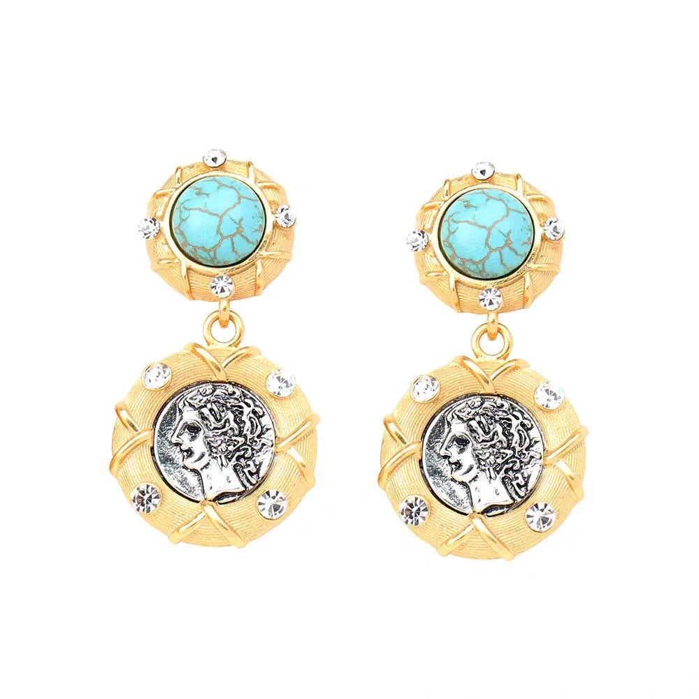 铜合金琉璃耳饰 古罗马钱币耳坠古风时尚百搭