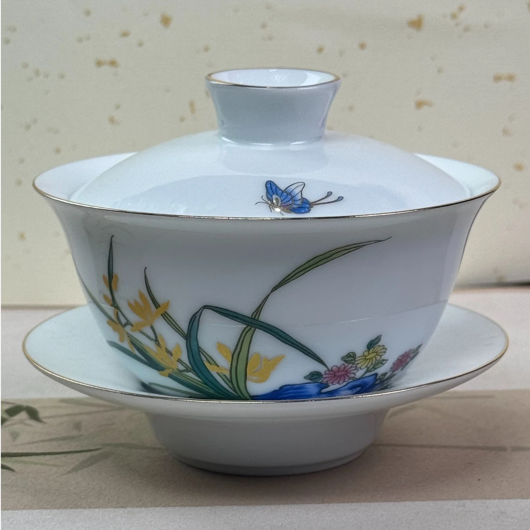 德化白瓷盖碗/杜厂长白茶/福鼎白茶