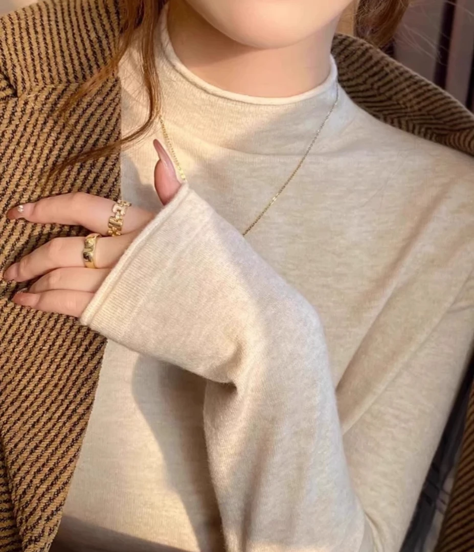 kk家高品质高领软糯卷边针织毛衣