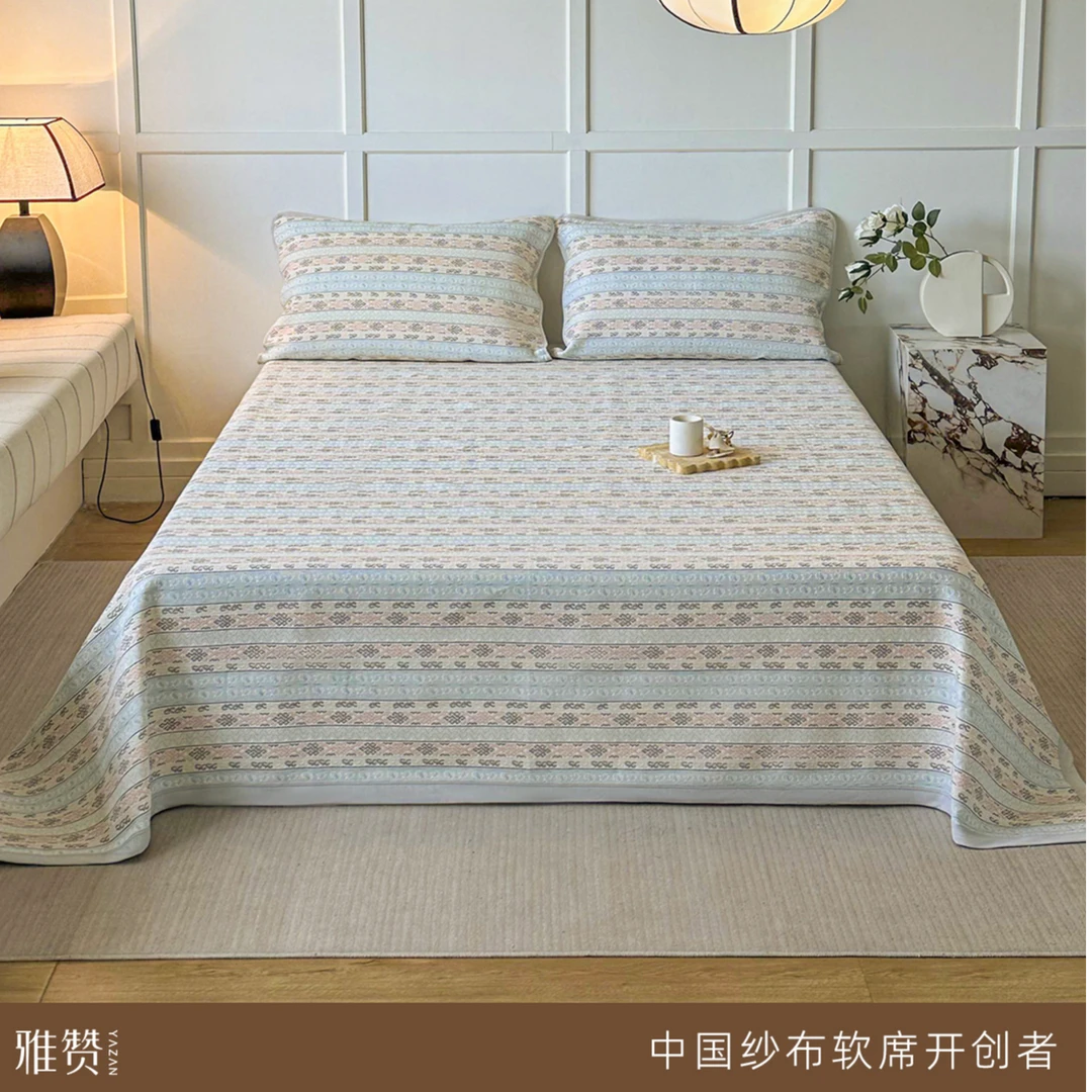 雅赞【小汀专属24款】母婴臻享奢华纱布软席大床单六层床单平整防滑