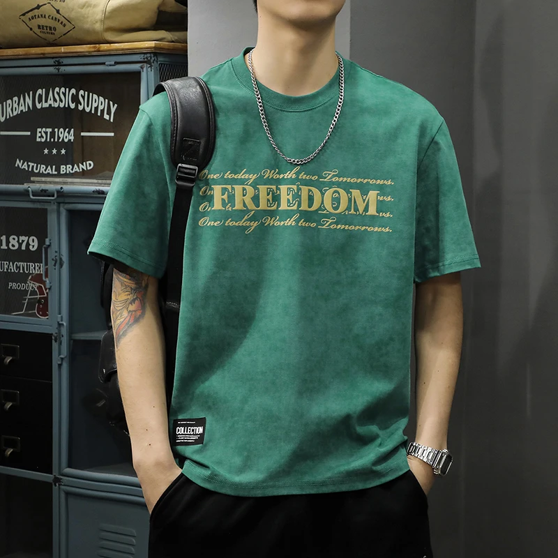 MR.MUDI/穆迪先生美式圆领纯棉ins短袖T恤男宽松大码半袖夏季上衣