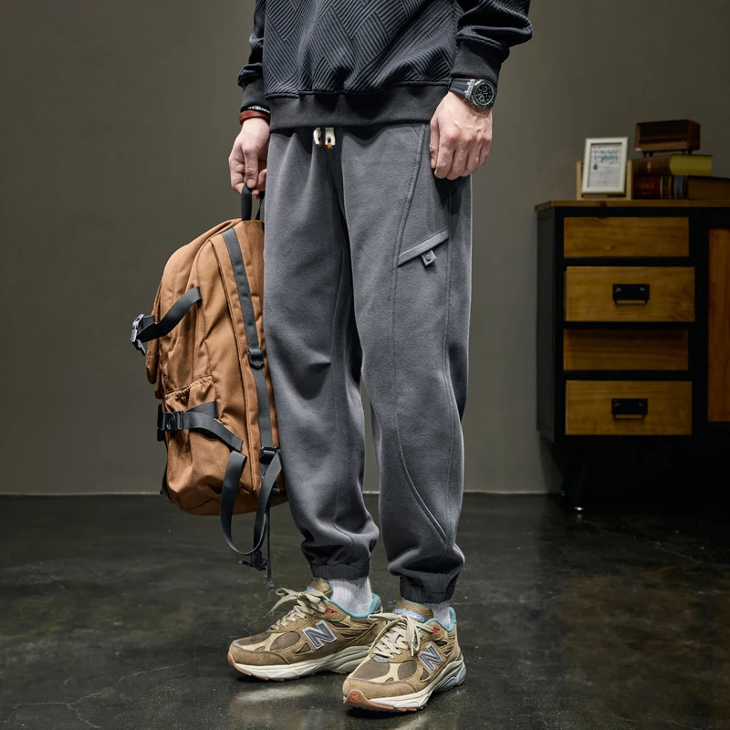 MR.MUDI/穆迪先生美式针织运动卫裤男宽松哈伦束脚裤秋季休闲裤