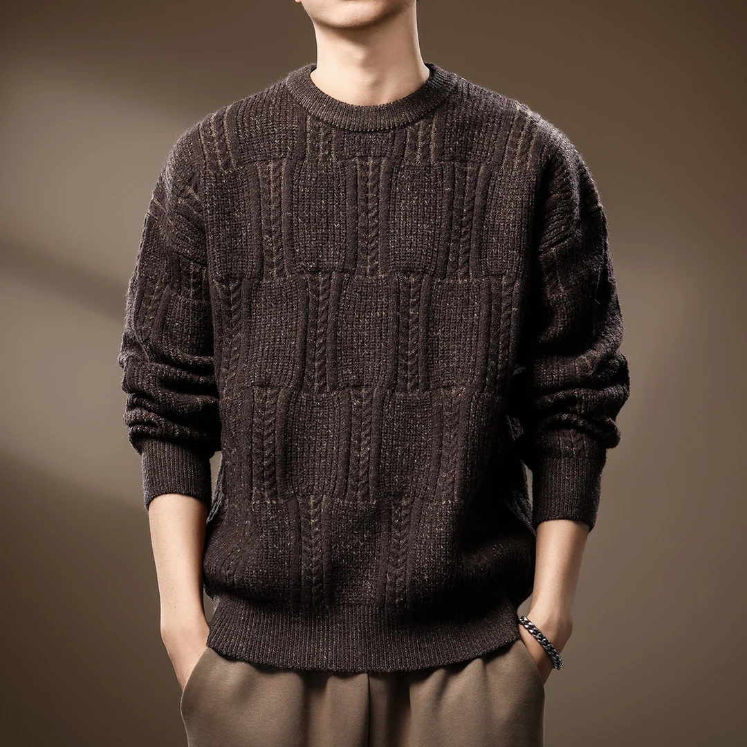 MR.MUDI/穆迪先生高端重磅毛衣男宽松休闲秋冬针织衫复古保暖外套