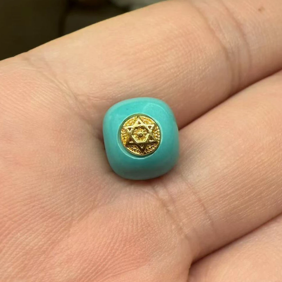 玉化蓝六芒星老型10X12单颗多样性发其一