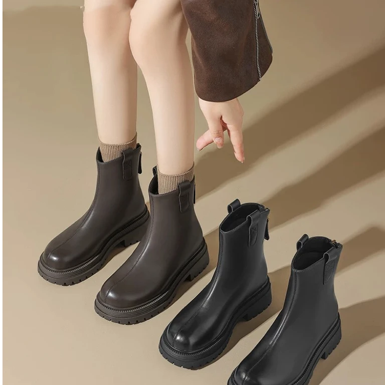 厚底马丁靴女款2024新款秋冬加绒切尔西靴雅丹风粗跟短靴英伦风