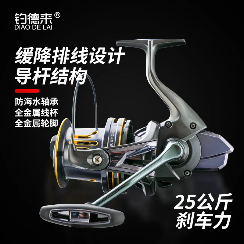 KT纺车轮大物远投轮全金属无间隙14000锚鱼轮锚杆缓降海钓轮海竿