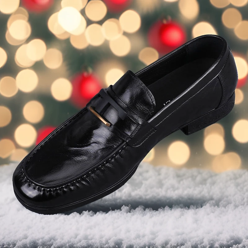 春季新款舒适韩版男士头层牛皮休闲皮鞋商务高跟正装黑色真皮皮鞋