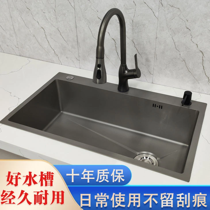 工厂直销|不锈钢水槽家用手工大单槽新款右侧下水加厚洗碗洗菜池