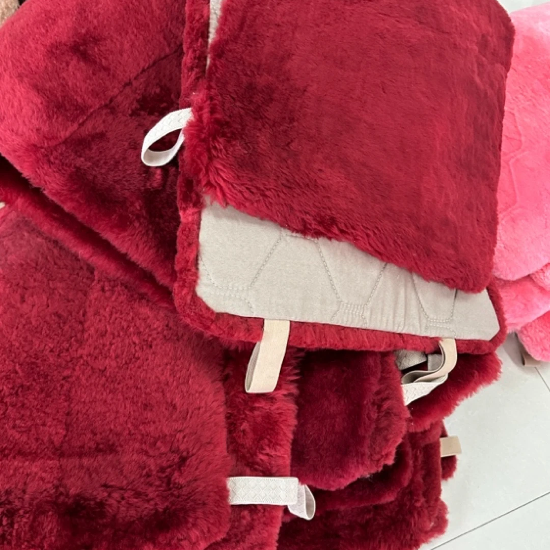 【孤品清】酒红色羊剪绒汽车坐垫皮毛一体椅子垫