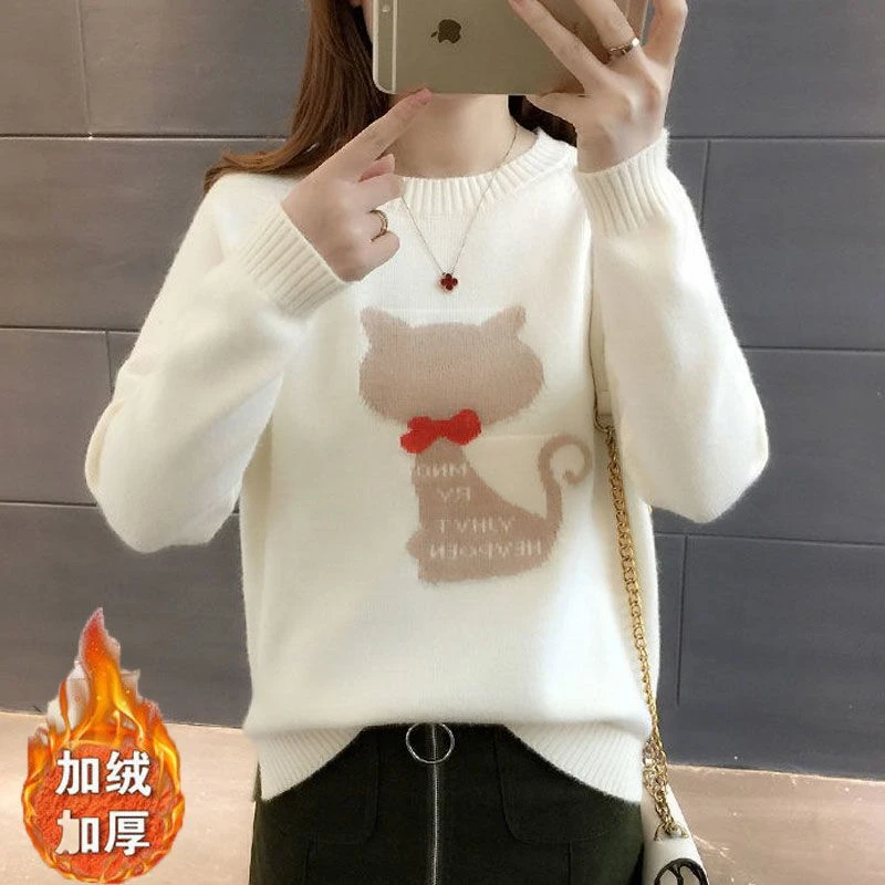 13少女孩毛衣女大童秋冬14岁15初中学生打底衫高中生加绒针织衫16