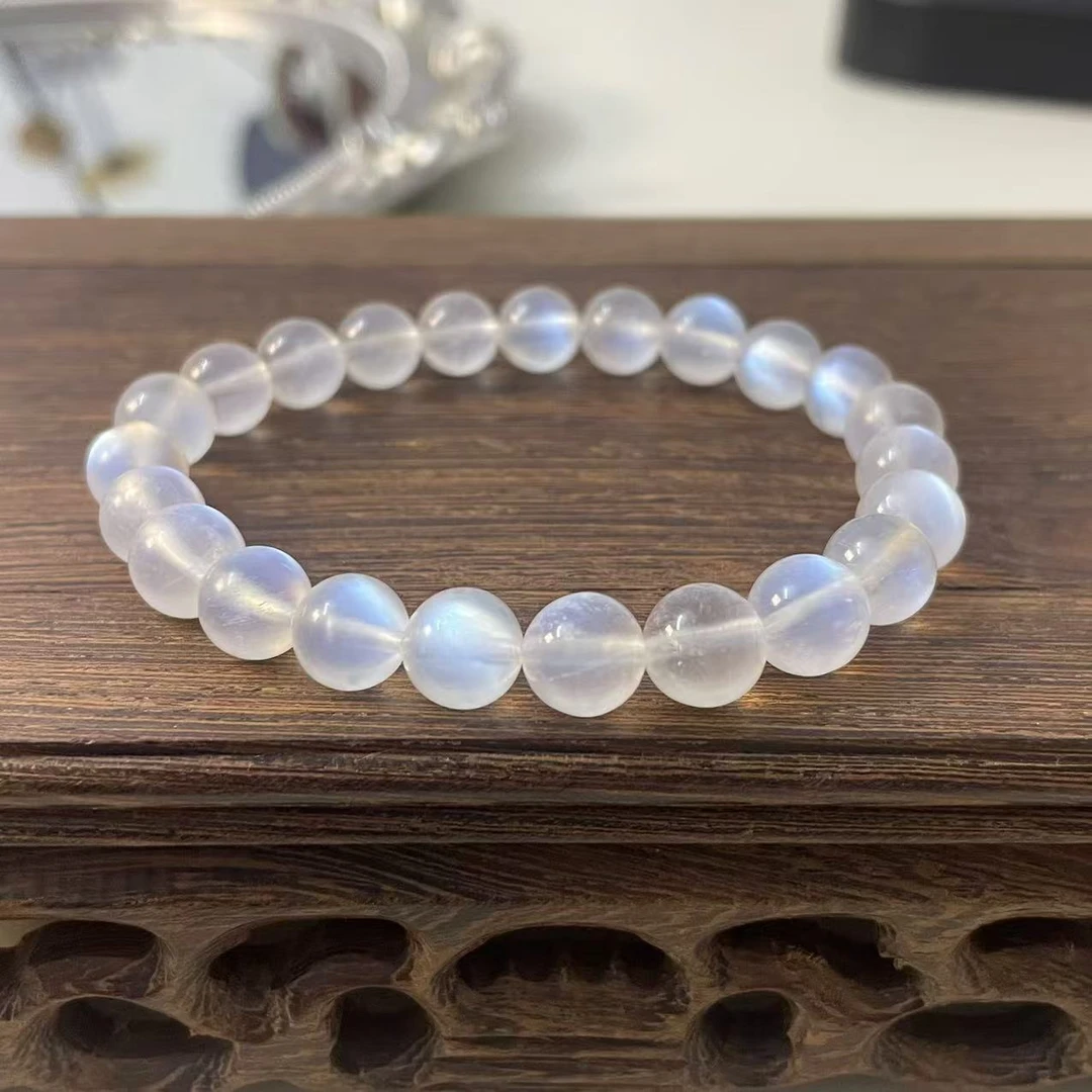 7A天然蓝月光手串斯里兰卡强光净体素圈单圈精美女款极光闺蜜冰透