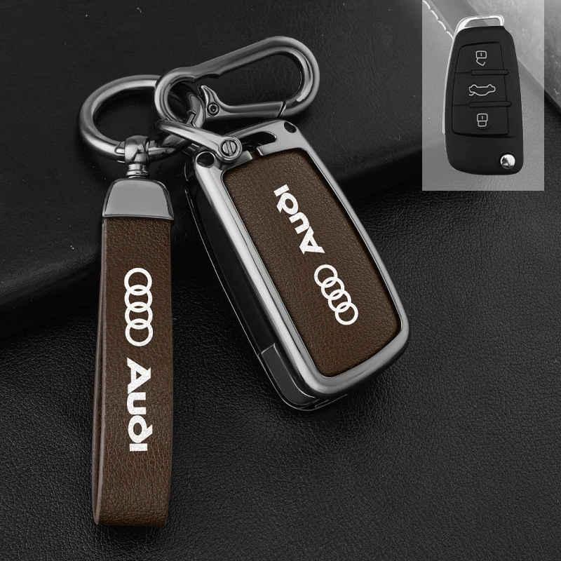 适用2023奥迪钥匙套A6L高档A7A8Q7Q8新款A4L女A6车钥匙壳扣包壳男