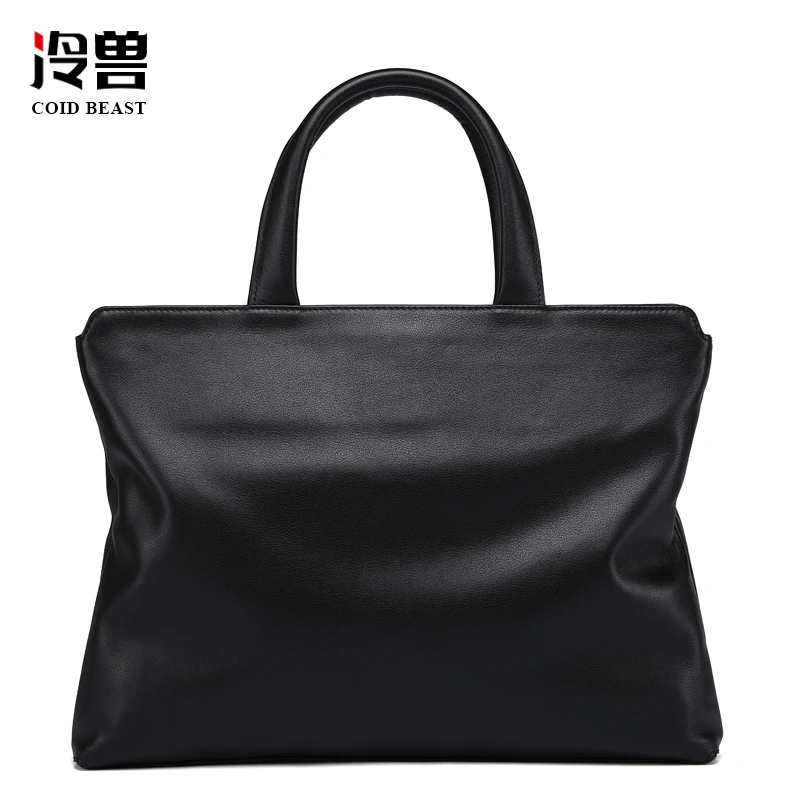 冷兽手提包男士公文包真皮休闲包包时尚软皮包办公包新款商务男包