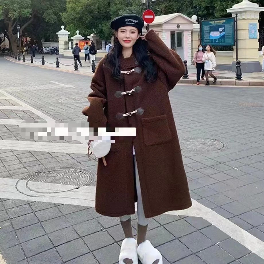 【牛角扣皮毛一体】韩版INS风复气质合加厚加绒保暖舒适外套2393