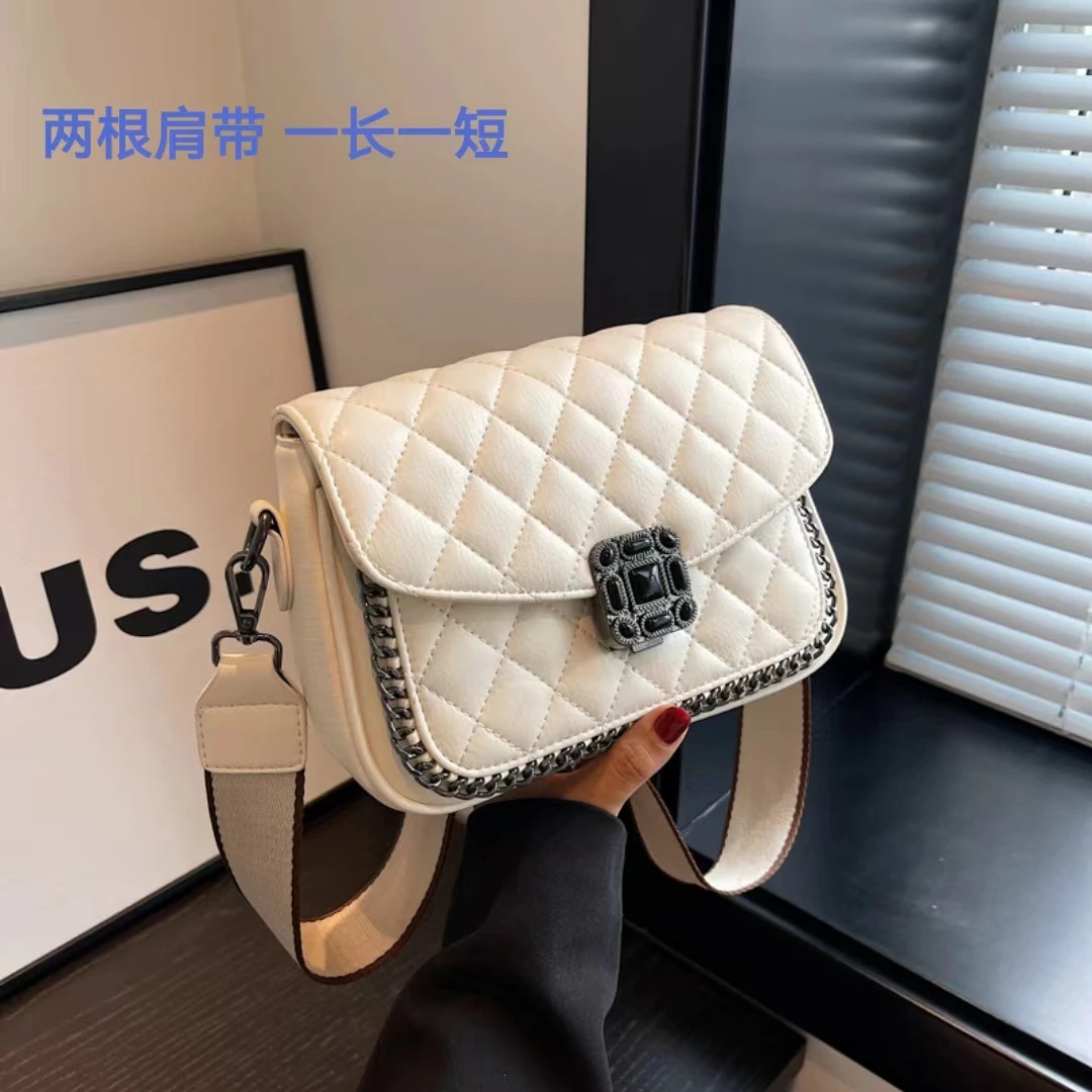 2025新款多层质感小香风女士软包休闲菱格百搭简约单肩包斜挎包