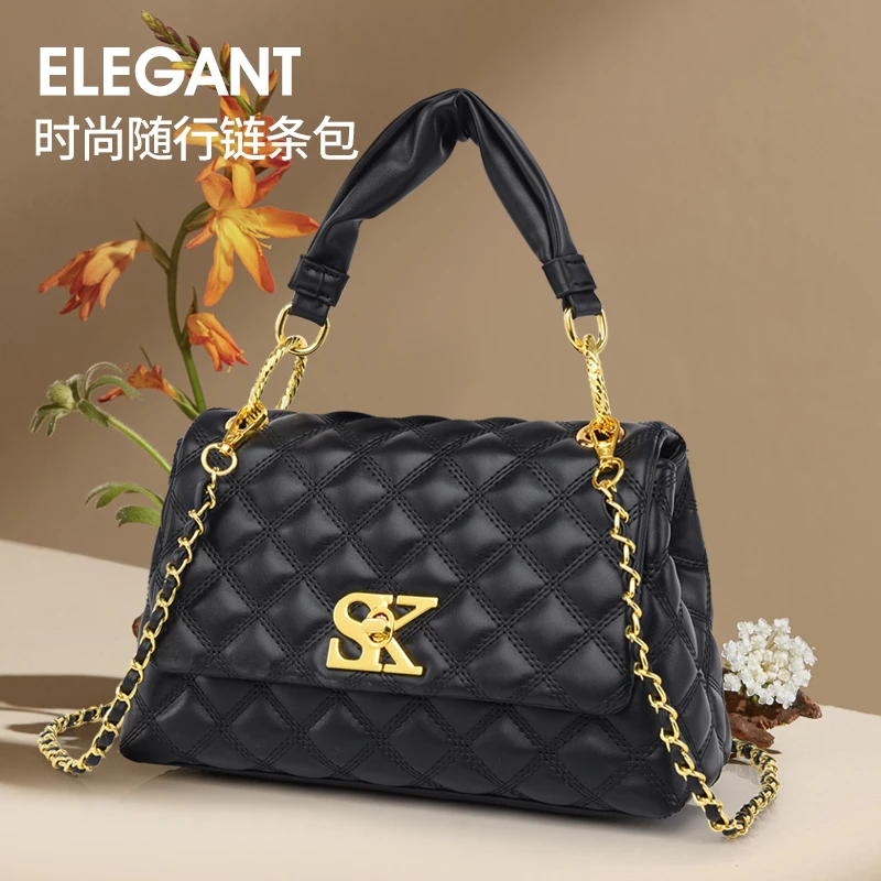 秋冬大容量包包女2025新款百搭菱格两条手提包通勤高级感斜挎包