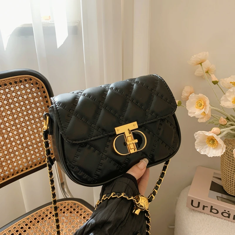 质感2025秋冬新款高级感菱格链条包女小香风通勤百搭单肩包斜挎包