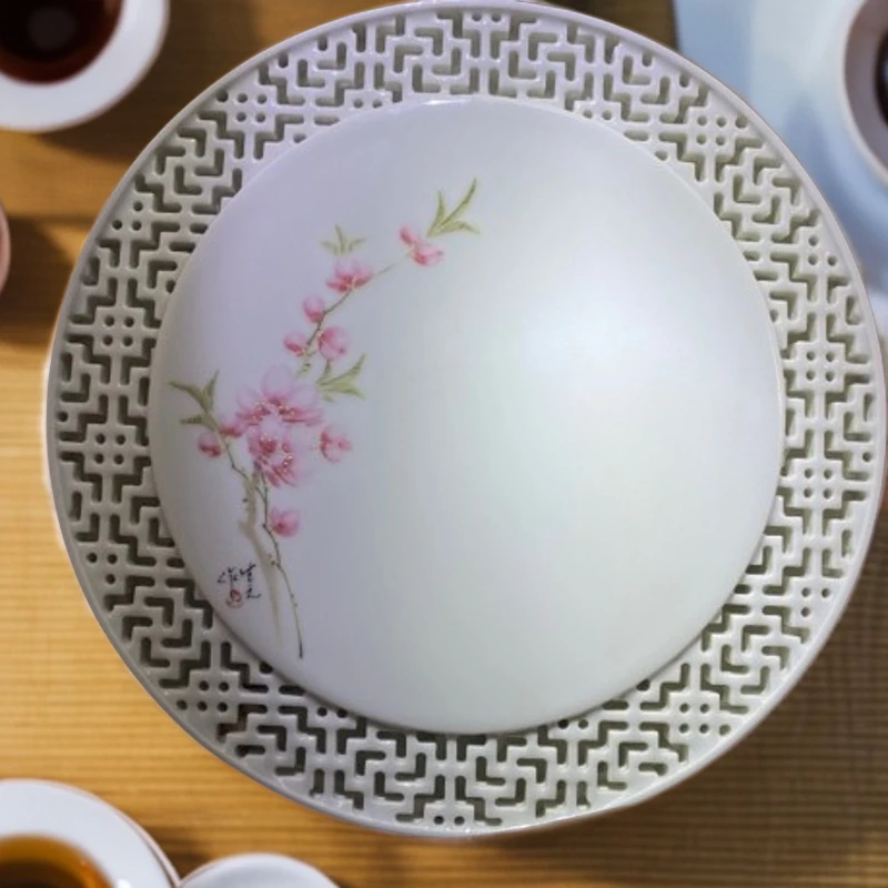 省非遗传承人老师作品水点桃花7501干湿两用泡台全手工