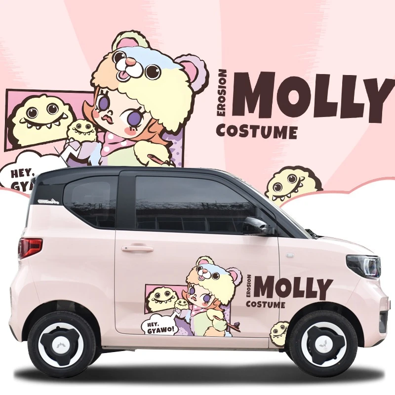 泡泡玛特汽车贴纸宏光mini长安糯玉米车身贴改装贴画可爱创意装饰