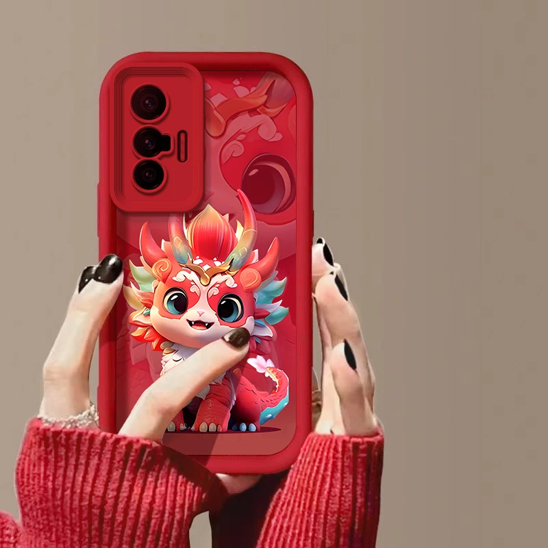 适用vivox70手机壳V2132A高级个性女款创意防摔全包男呆萌龙宝宝