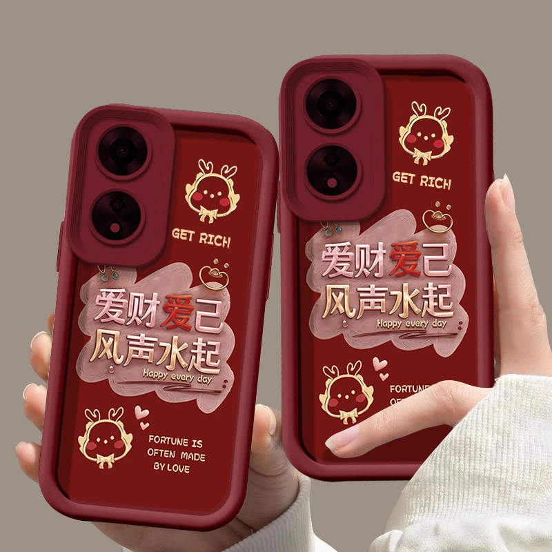适用oppoa58手机壳PHJ110彩绘高级创意防摔全包爱财爱己风生水起